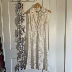 VINTAGE Banana Republic White Lace Eyelet Midi Dress